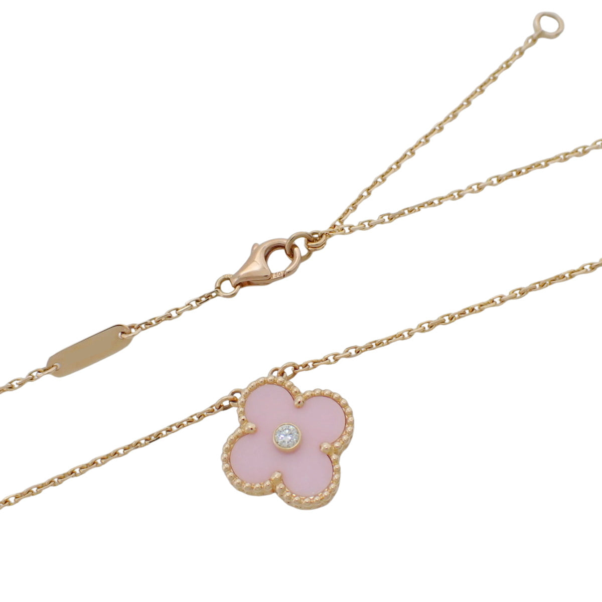 Vintage Alhambra 粉红貂皮钻石吊坠,18K 粉红金,PG,2015 年圣诞限量版