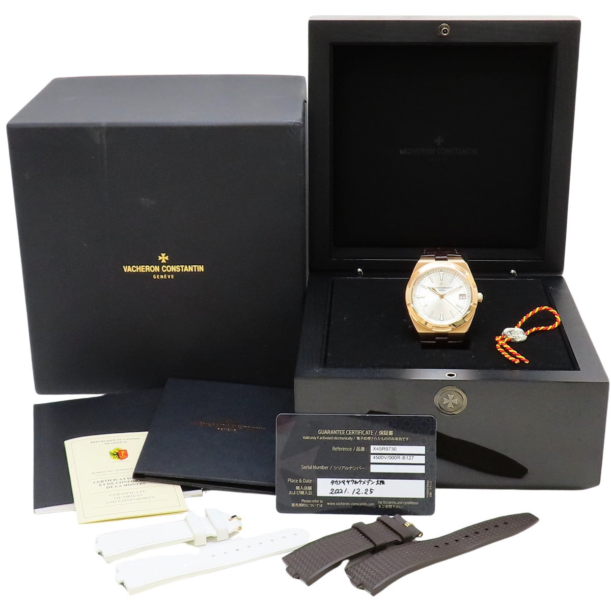 Overseas 4500V/000R-B127 PG/皮革 银色 自动上链