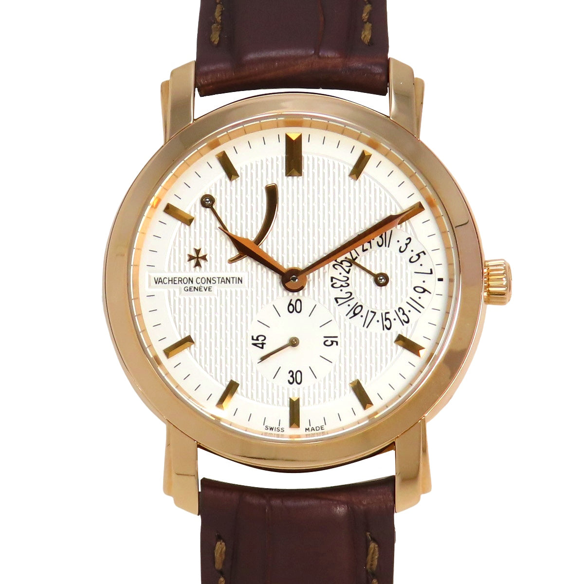 Maltese Power Reserve Date 83060/000R-9288 PG/Leather Silver Hand-wound