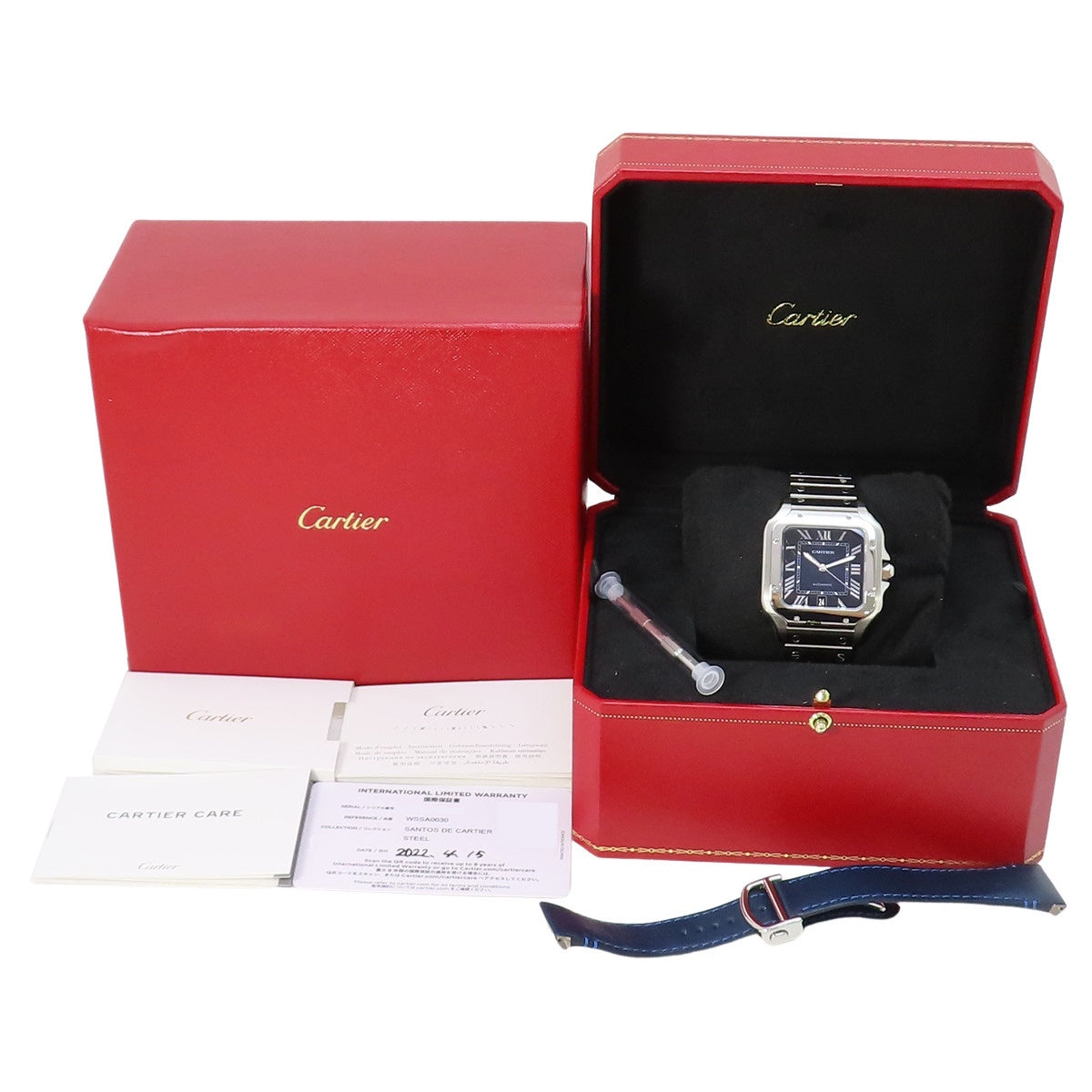 Santos de Cartier LM WSSA0030 Stainless Steel Automatic Watch, Blue, Purchased in April 2022