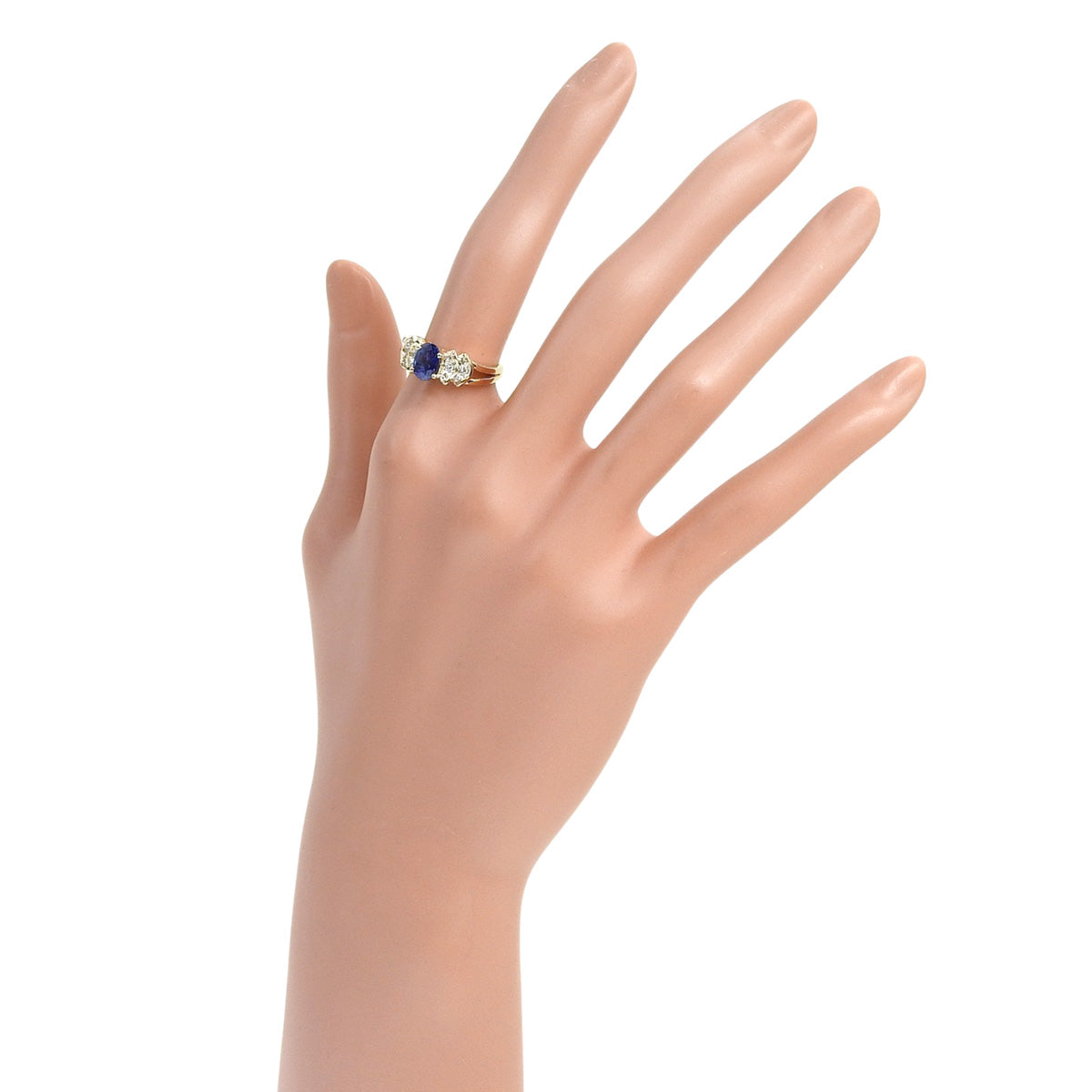 蓝宝石钻石戒指,尺寸 S0.98/D0.09,18K 黄金,12 号(52),3.6 克