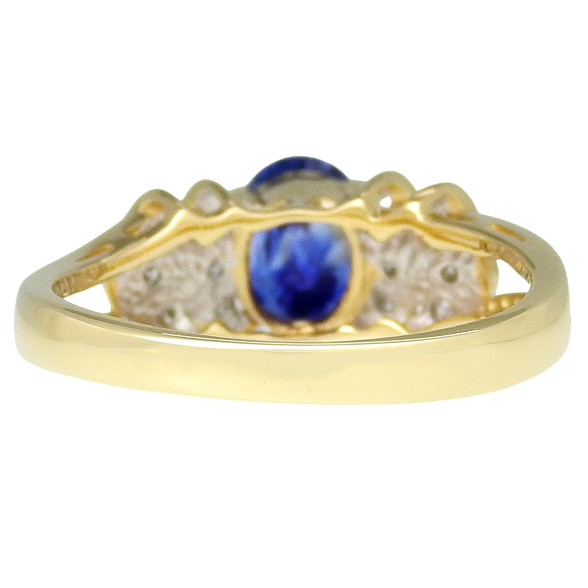 蓝宝石钻石戒指,尺寸 S0.98/D0.09,18K 黄金,12 号(52),3.6 克