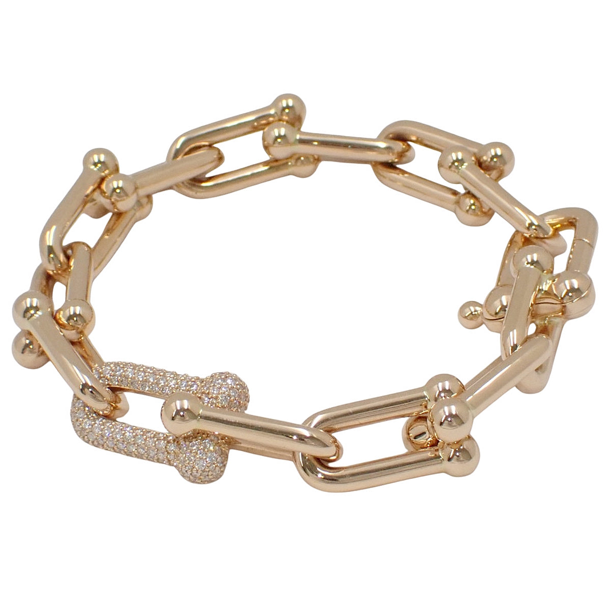 Large Link Bracelet, Diamond D1.70, 18K Pink Gold (K18PG)