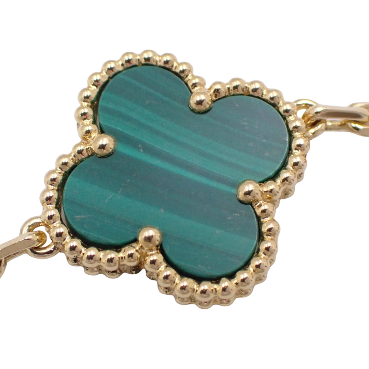 Vintage Alhambra Long Necklace, 20 Motifs, Malachite, 18K Yellow Gold, YG, Accessory, Jewelry, Flower Motif