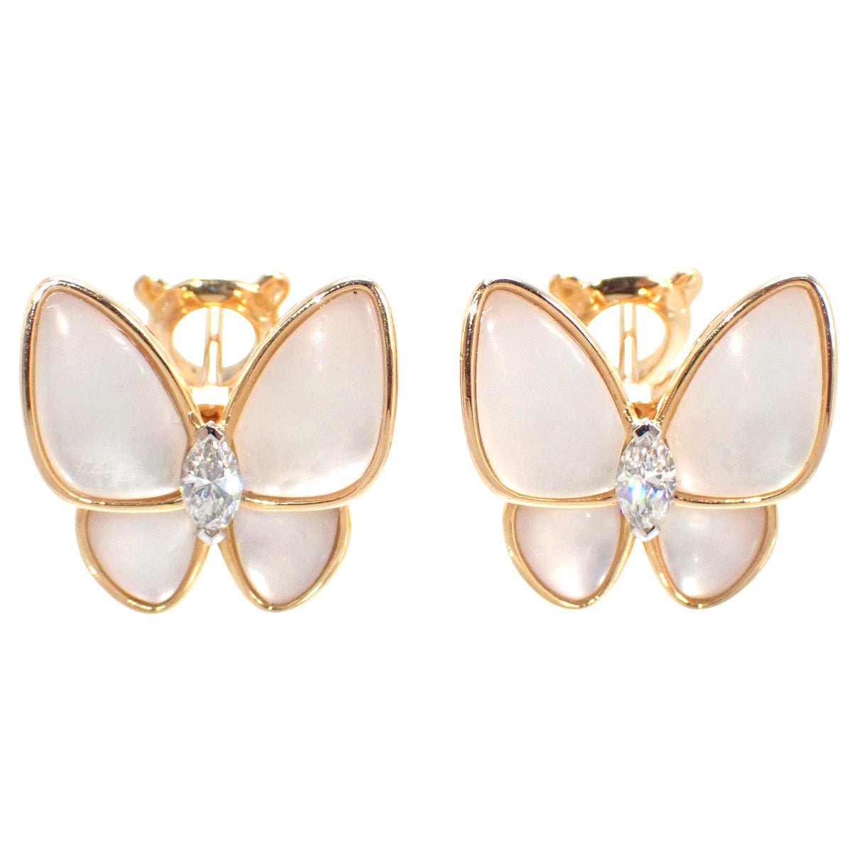 De Papillon Pearl Diamond Earrings, Mother-of-Pearl/Diamond, 18K Pink Gold (PG)