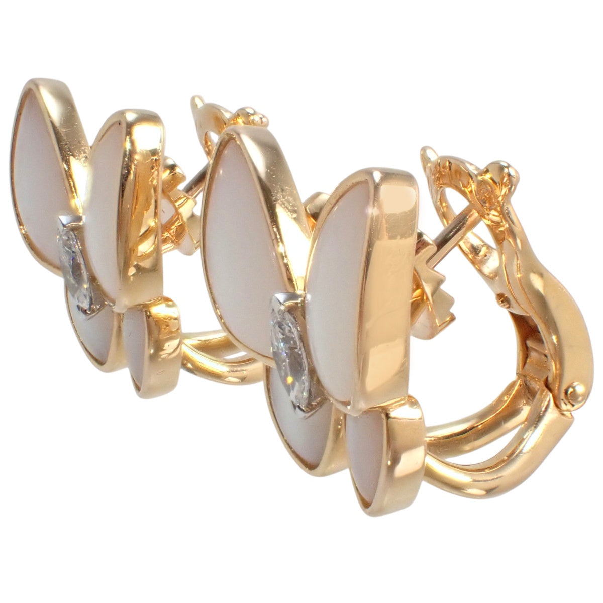 ドゥ パピヨン パール ダイヤモンド ピアス マザーオブパール/ダイヤモンド K18 ピンクゴールド PG