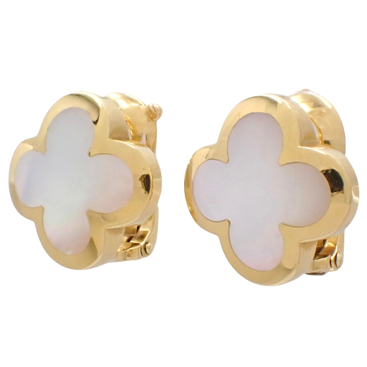 Pure Alhambra Earrings in Mother of Pearl and 18K Yellow Gold