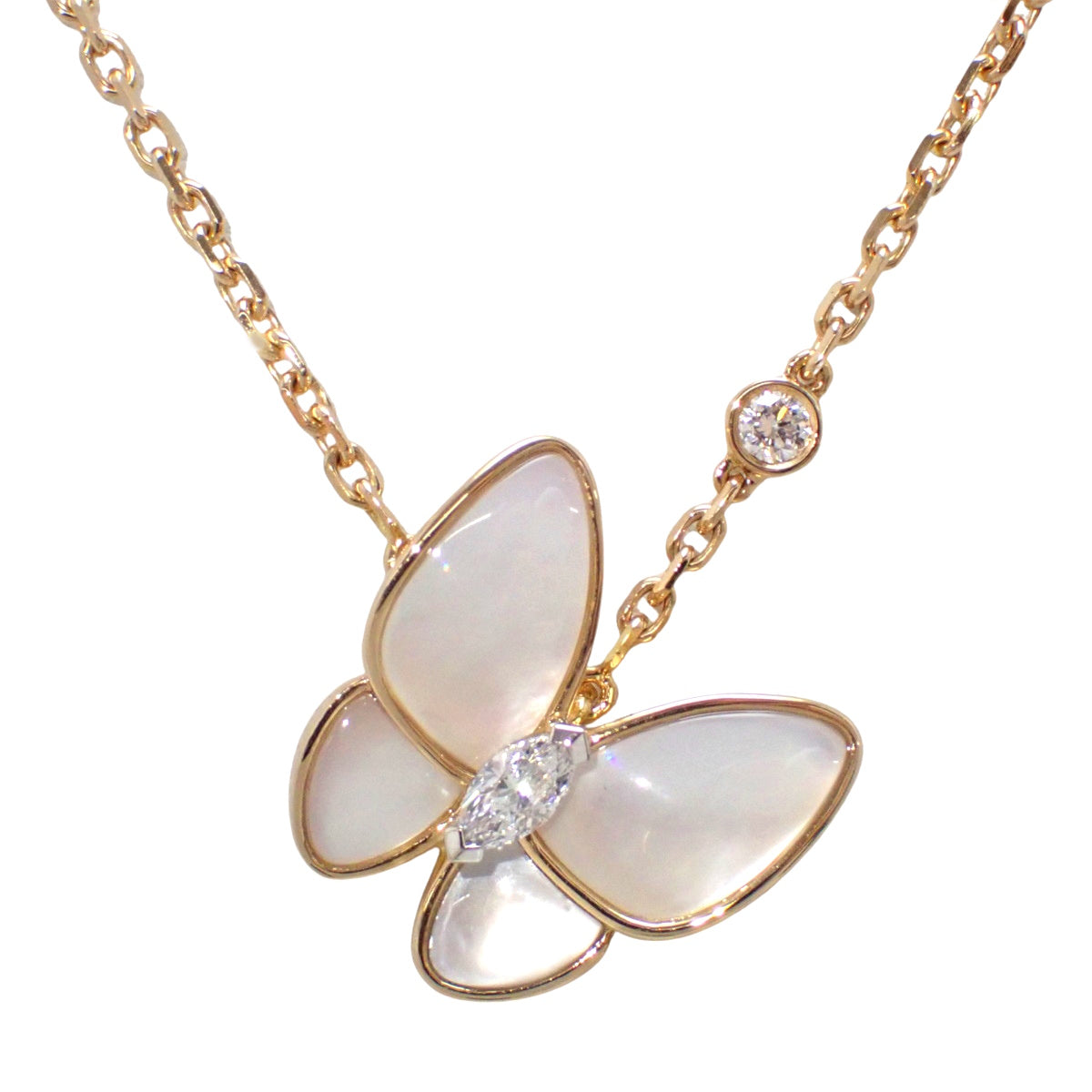 De Papillon Pearl Diamond Necklace, Mother-of-Pearl/Diamond, 18K Pink Gold (PG)