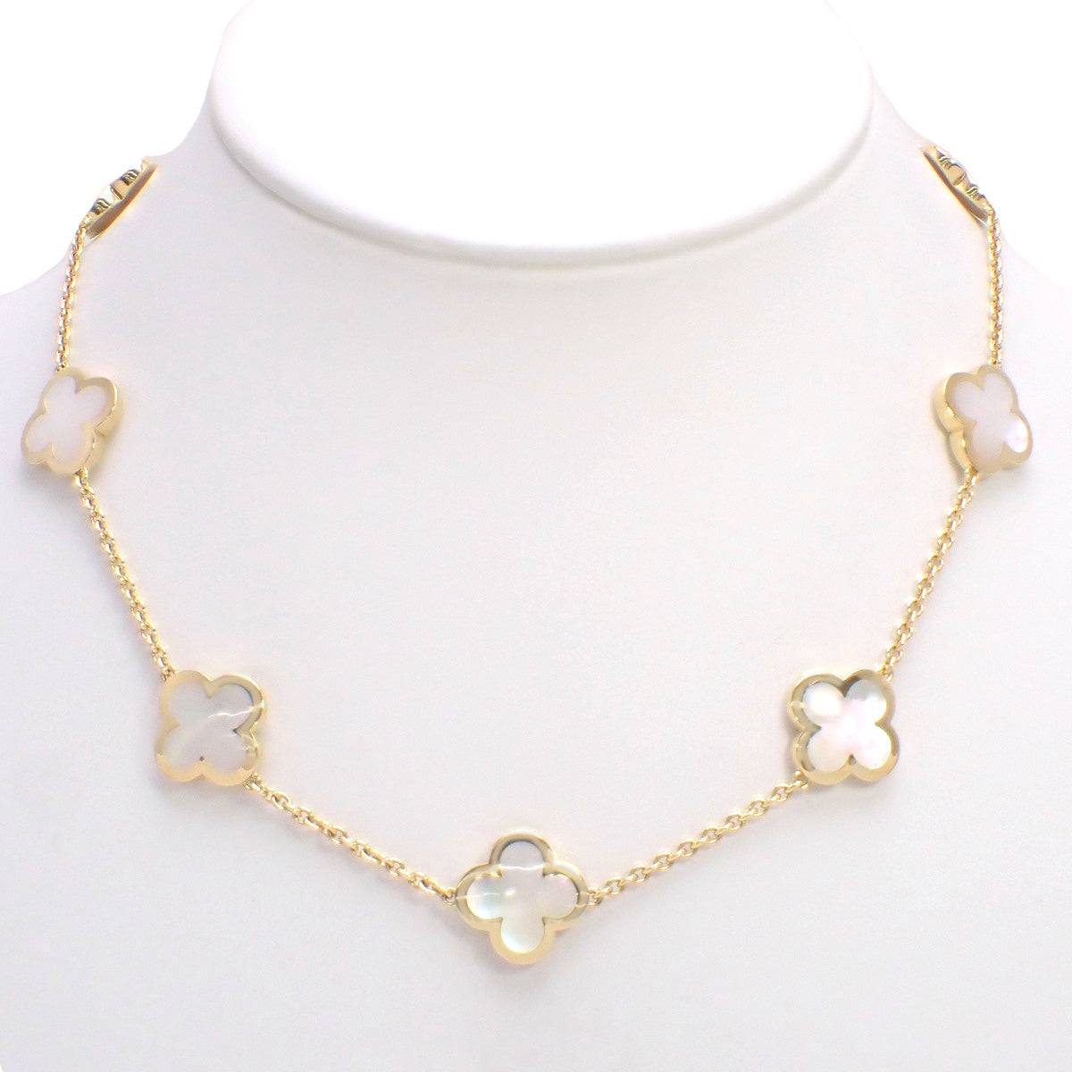Pure Alhambra 9-motif necklace, mother-of-pearl, 18K yellow gold (YG)