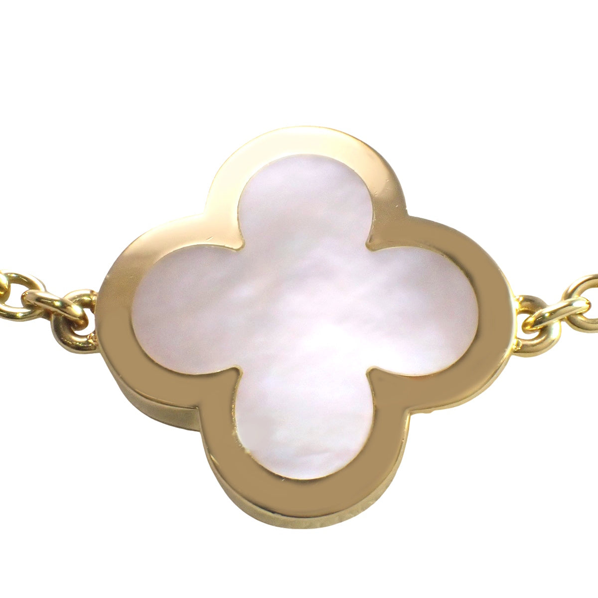 Pure Alhambra 9-motif necklace, mother-of-pearl, 18K yellow gold (YG)