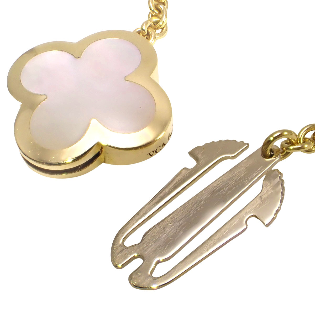 Pure Alhambra 9-motif necklace, mother-of-pearl, 18K yellow gold (YG)