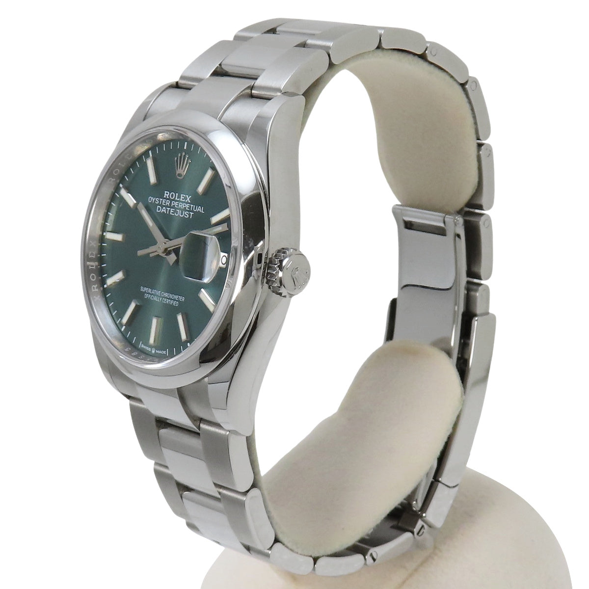 126200 Datejust 36 SS, random serial number, automatic winding, green dial.