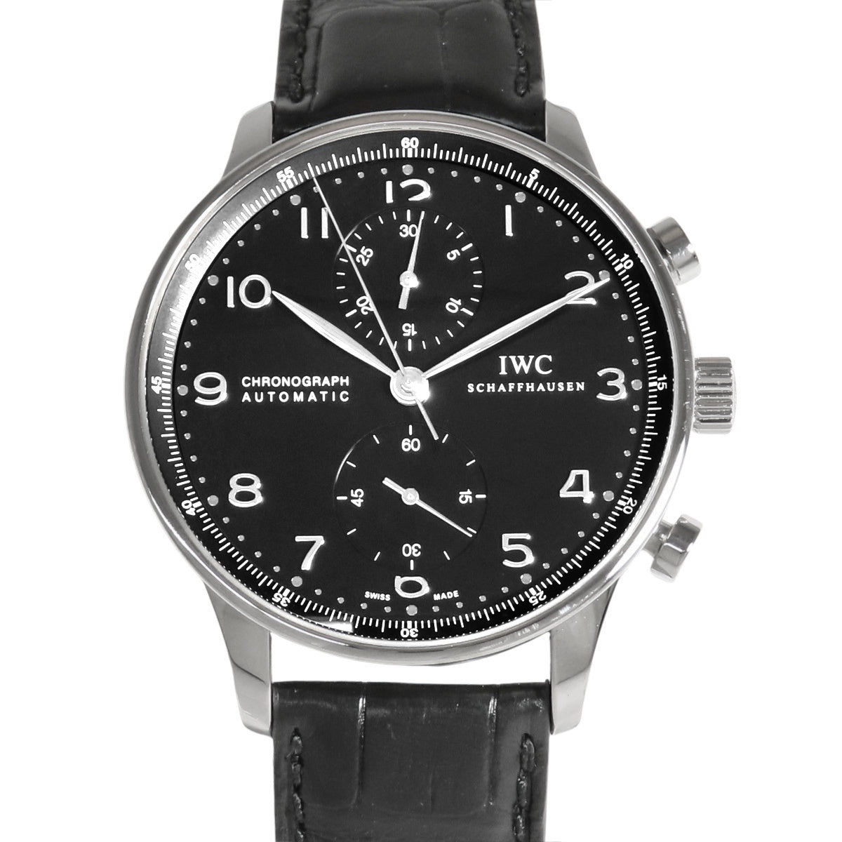 IW371447 葡萄牙计时表 鳄鱼皮/不锈钢 自动上链 黑色