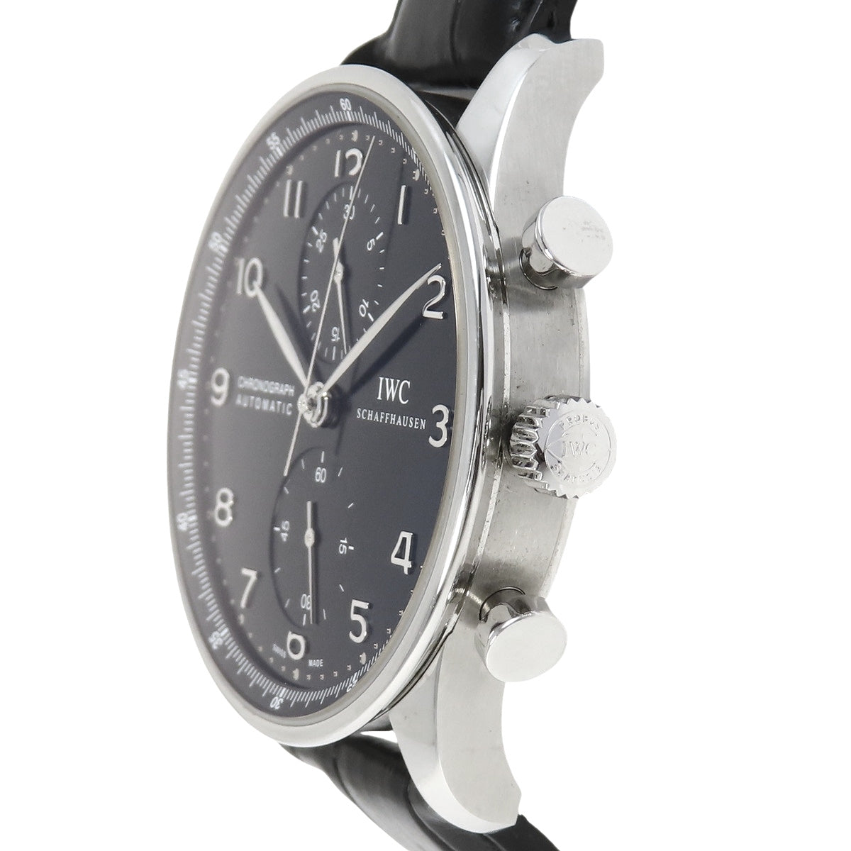 IW371447 Portugieser Chronograph Alligator/SS Automatic Black
