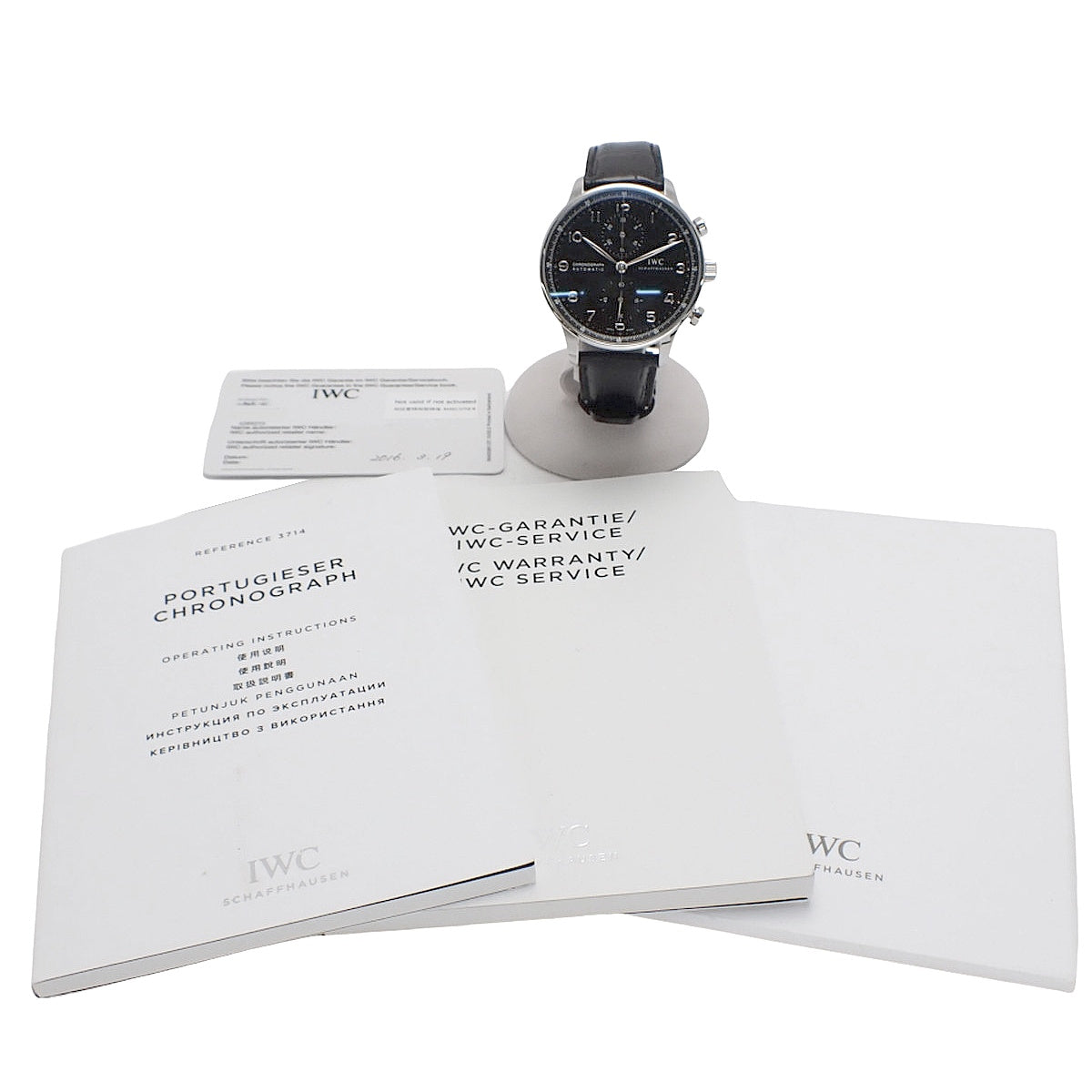 IW371447 Portugieser Chronograph Alligator/SS Automatic Black