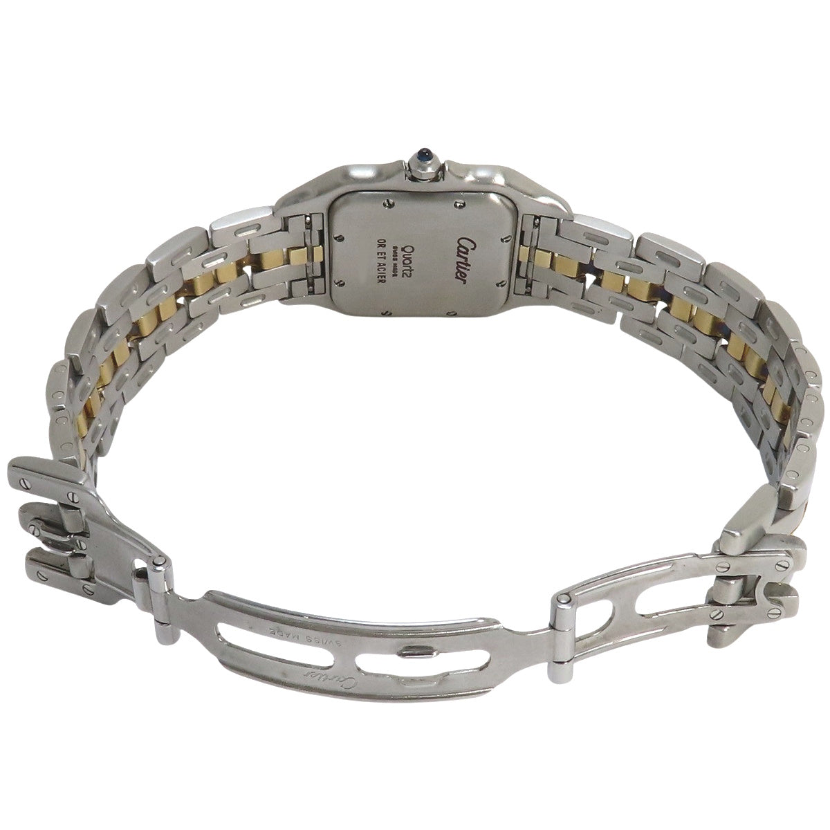 Panthère MM 1排镶钻黄金/精钢石英腕表 银色