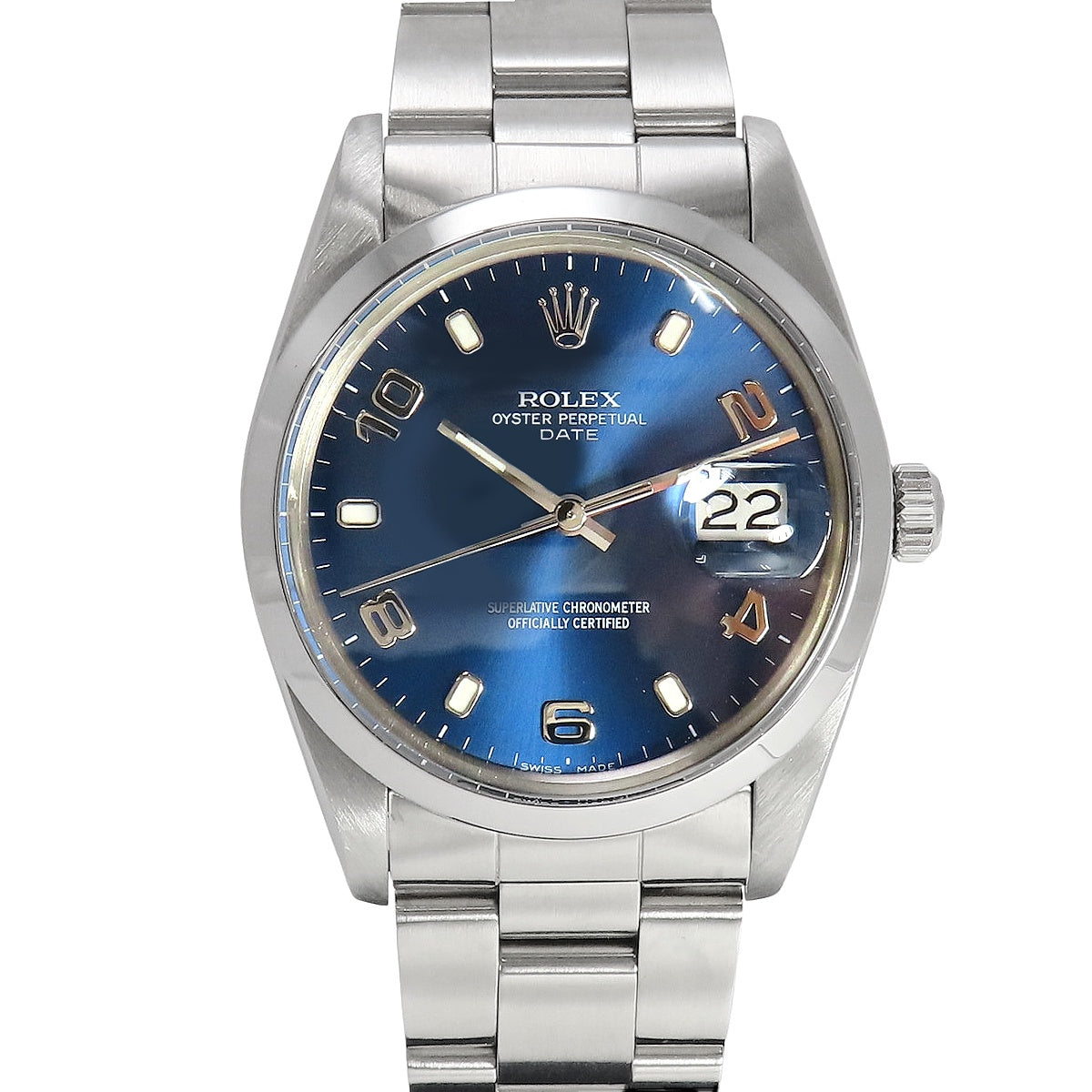 オイスター パーペチュアル デイト 15000 SS 自動巻き ブルー