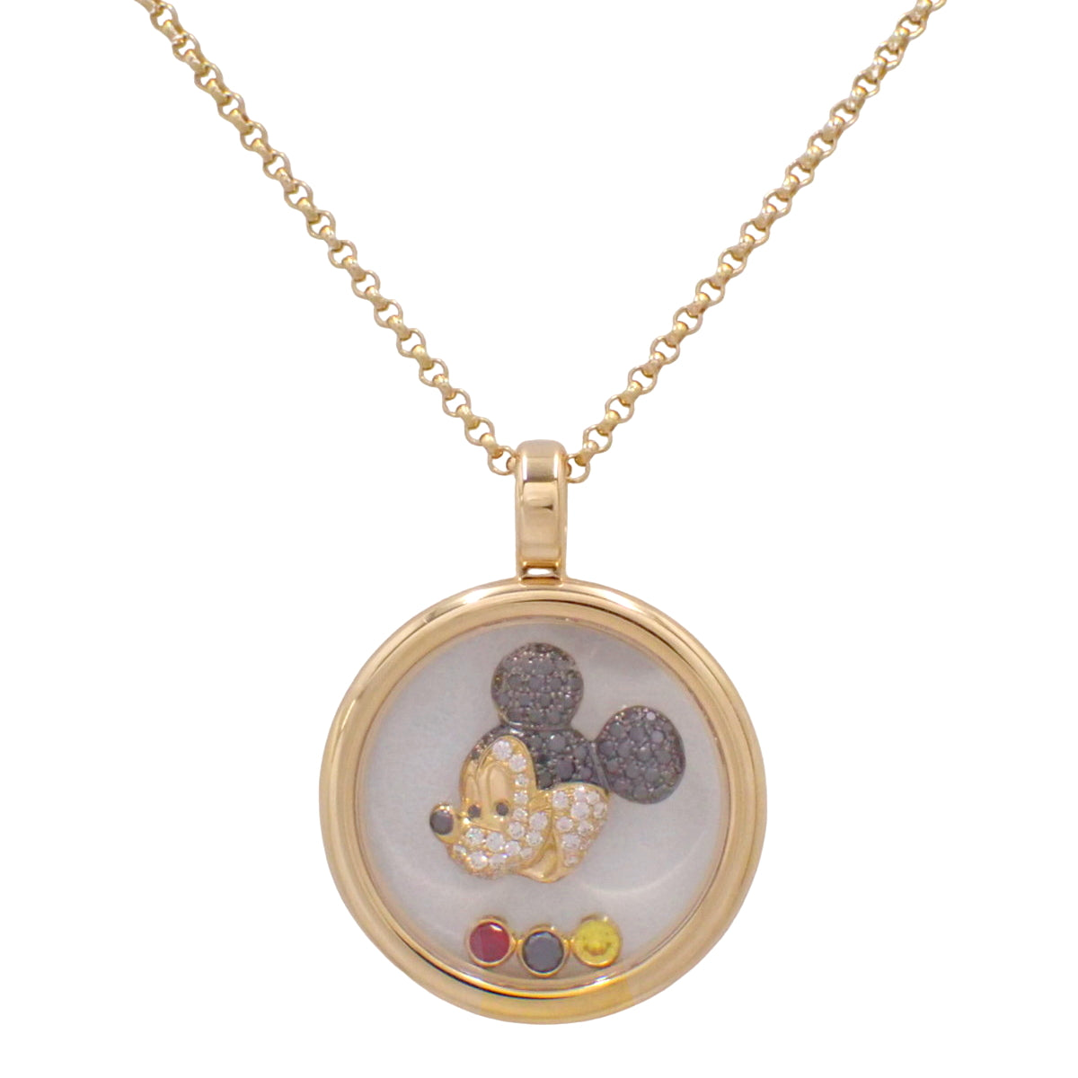 Happy Mickey Collection Pendant: Diamond/Black Diamond/Ruby/Yellow Sapphire, 18K Pink Gold (PG)