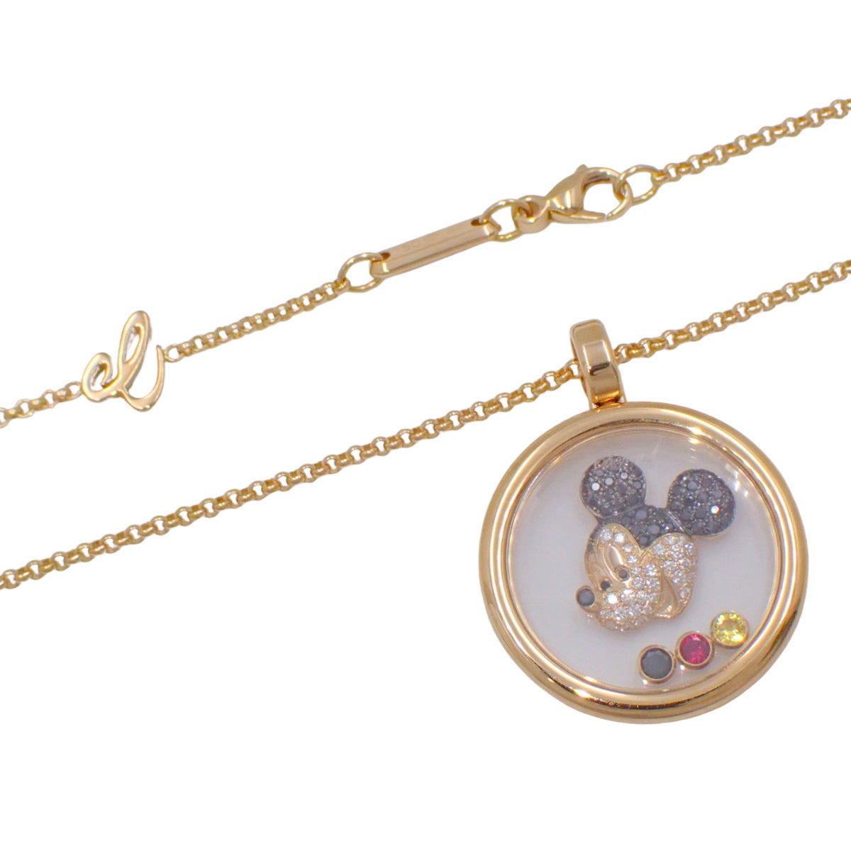 Happy Mickey Collection Pendant: Diamond/Black Diamond/Ruby/Yellow Sapphire, 18K Pink Gold (PG)