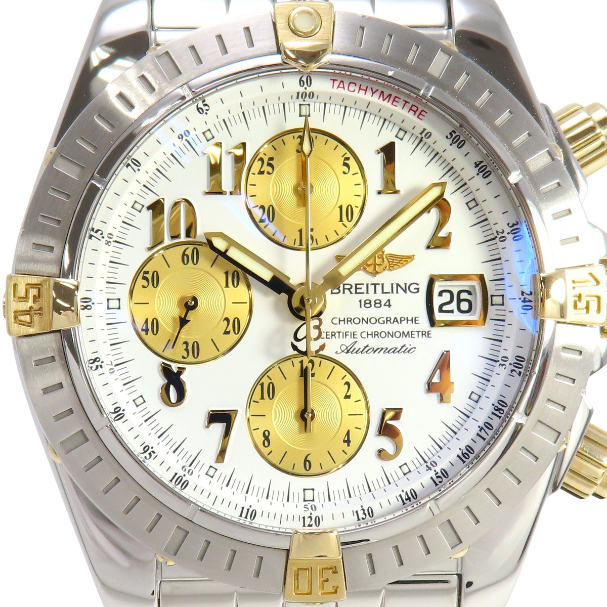 Chronomat Evolution B13356 YG/SS 自动上链白色双色表