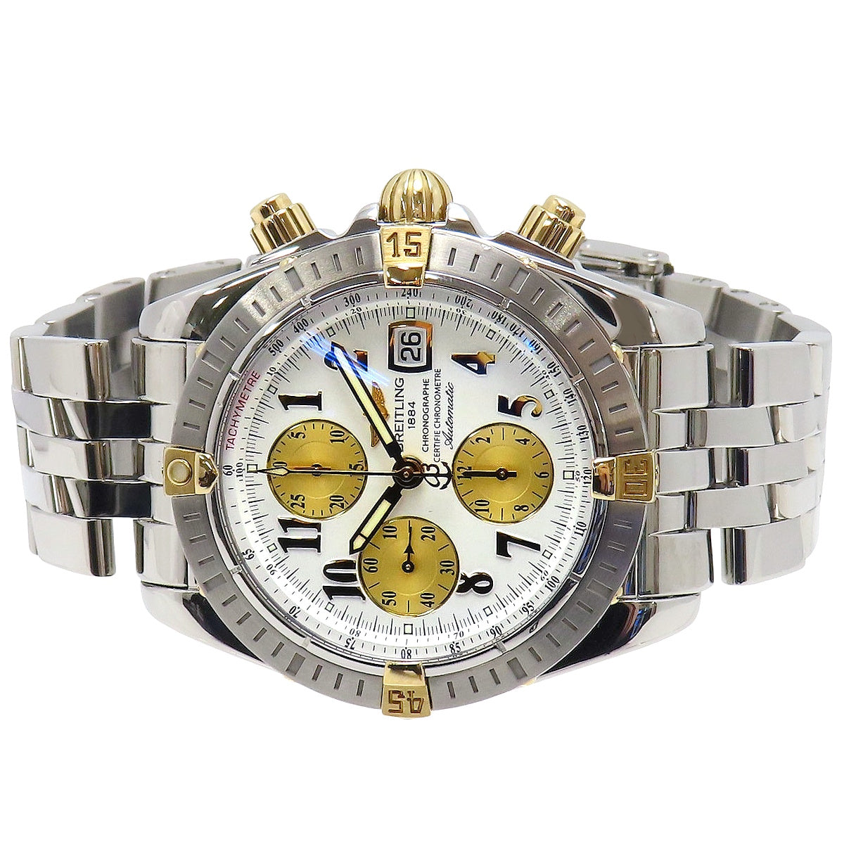 Chronomat Evolution B13356 YG/SS 自动上链白色双色表