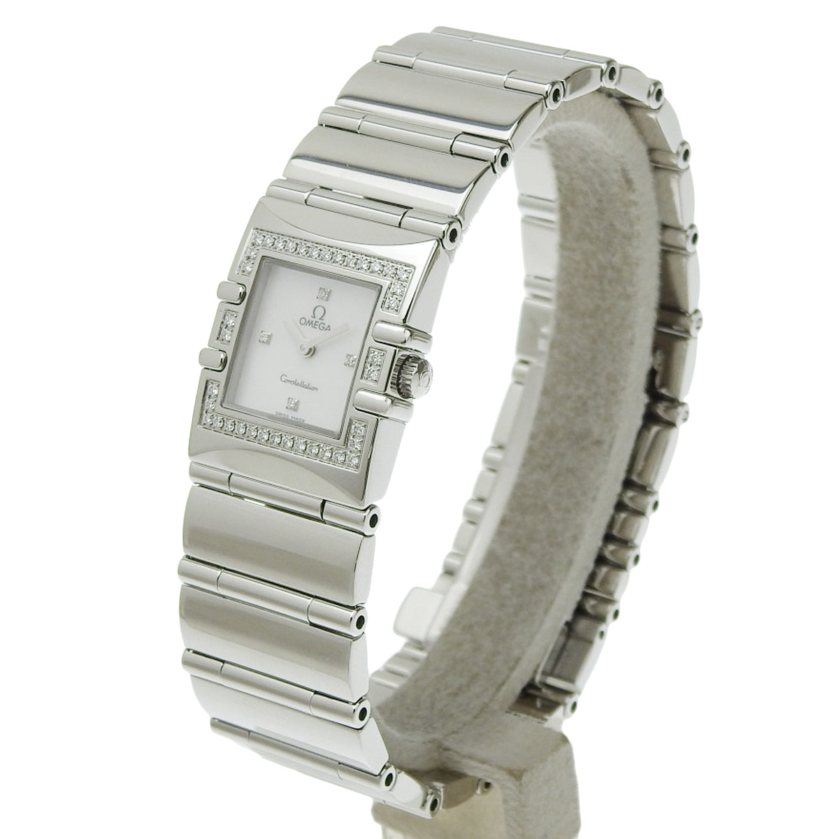 Constellation Carré 1528.76.00 SS White Shell Dial Diamond Bezel Quartz Ladies