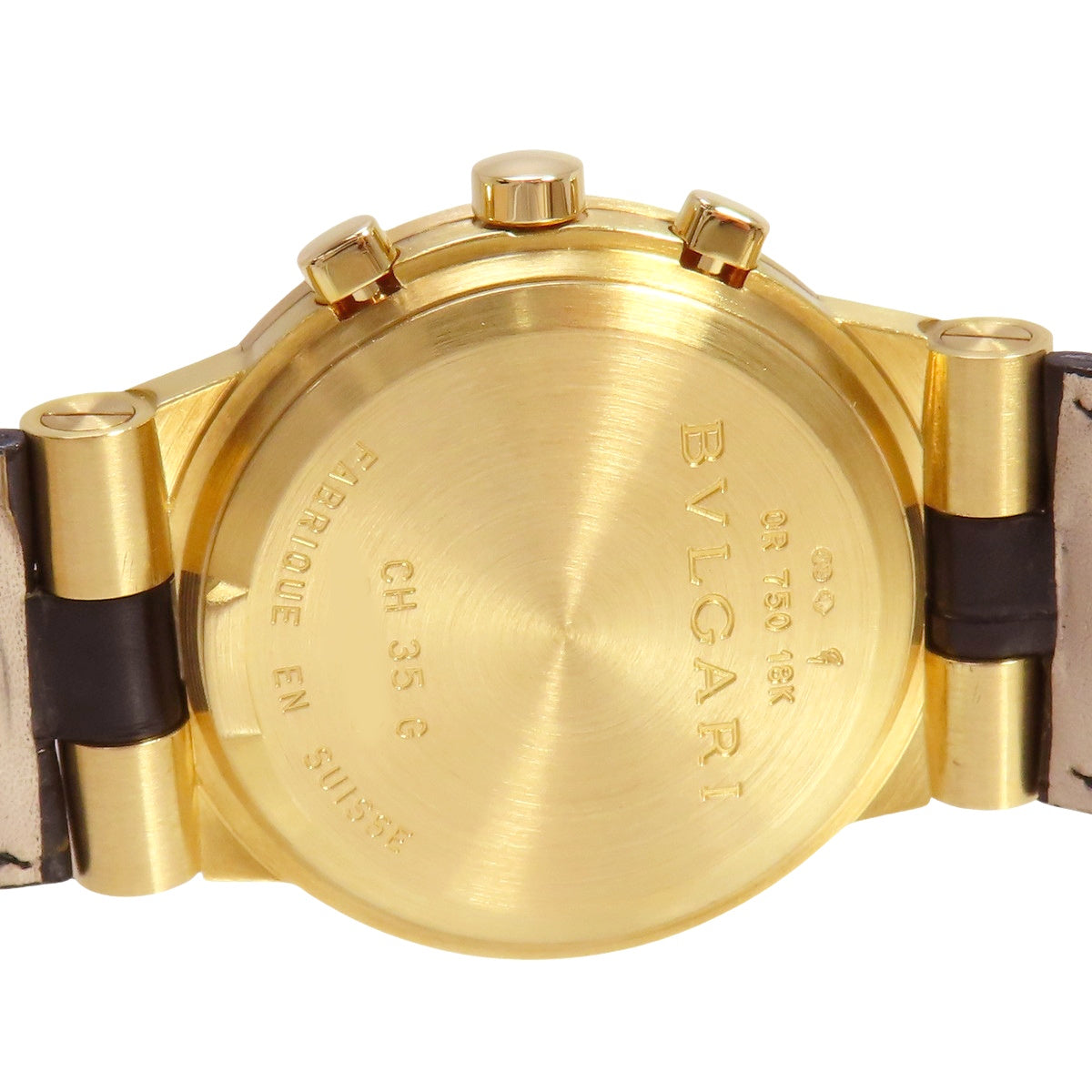 Diagono Sport Chronograph CH35G, Yellow Gold/Leather, Quartz, White Dial