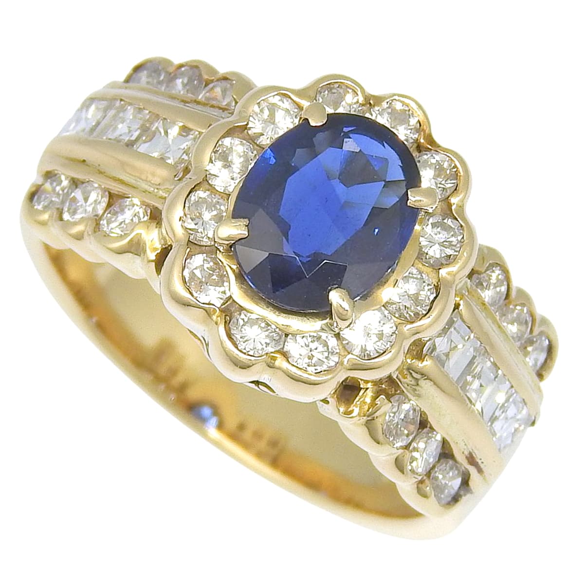 Sapphire and diamond ring, size S1.11/D1.08, 18K yellow gold