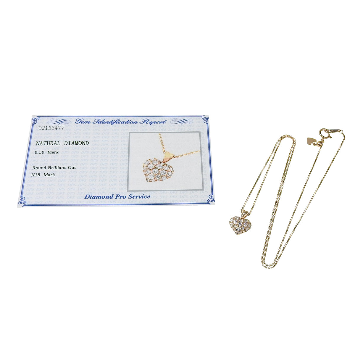 Heart Diamond Necklace D0.50 Pink Gold K18PG