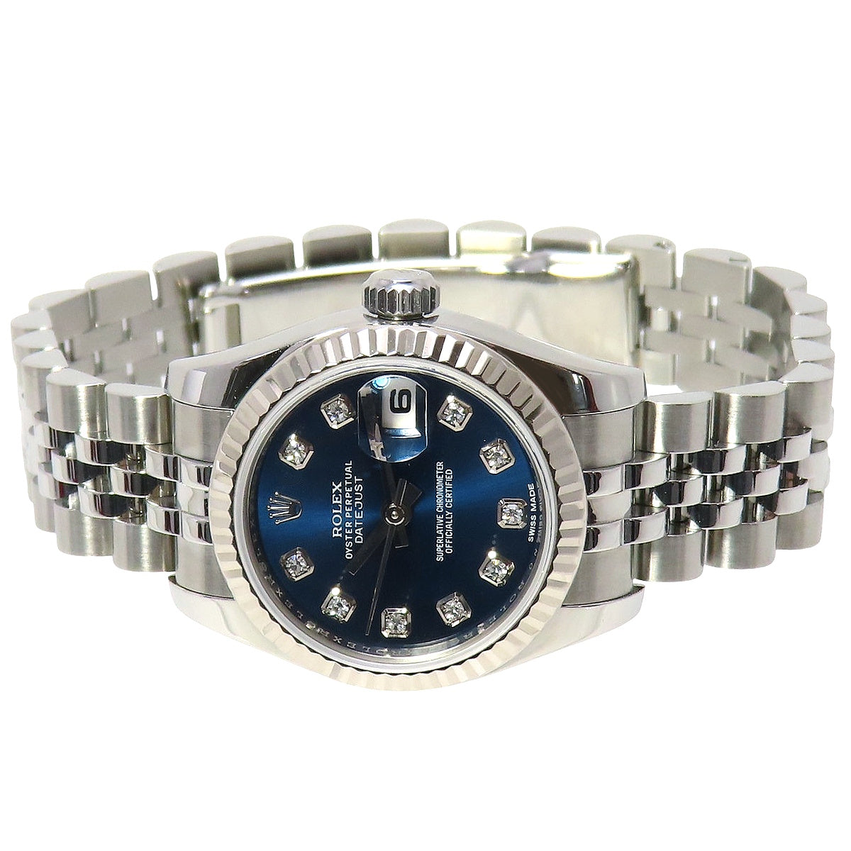 Datejust 10PD 179174G 白金/精钢表壳,随机编号钻石时标自动上链,女士腕表