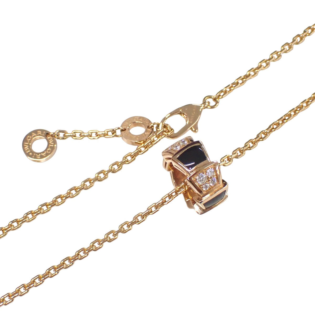Serpenti Viper Necklace, Diamond/Onyx, Pink Gold (K18PG)