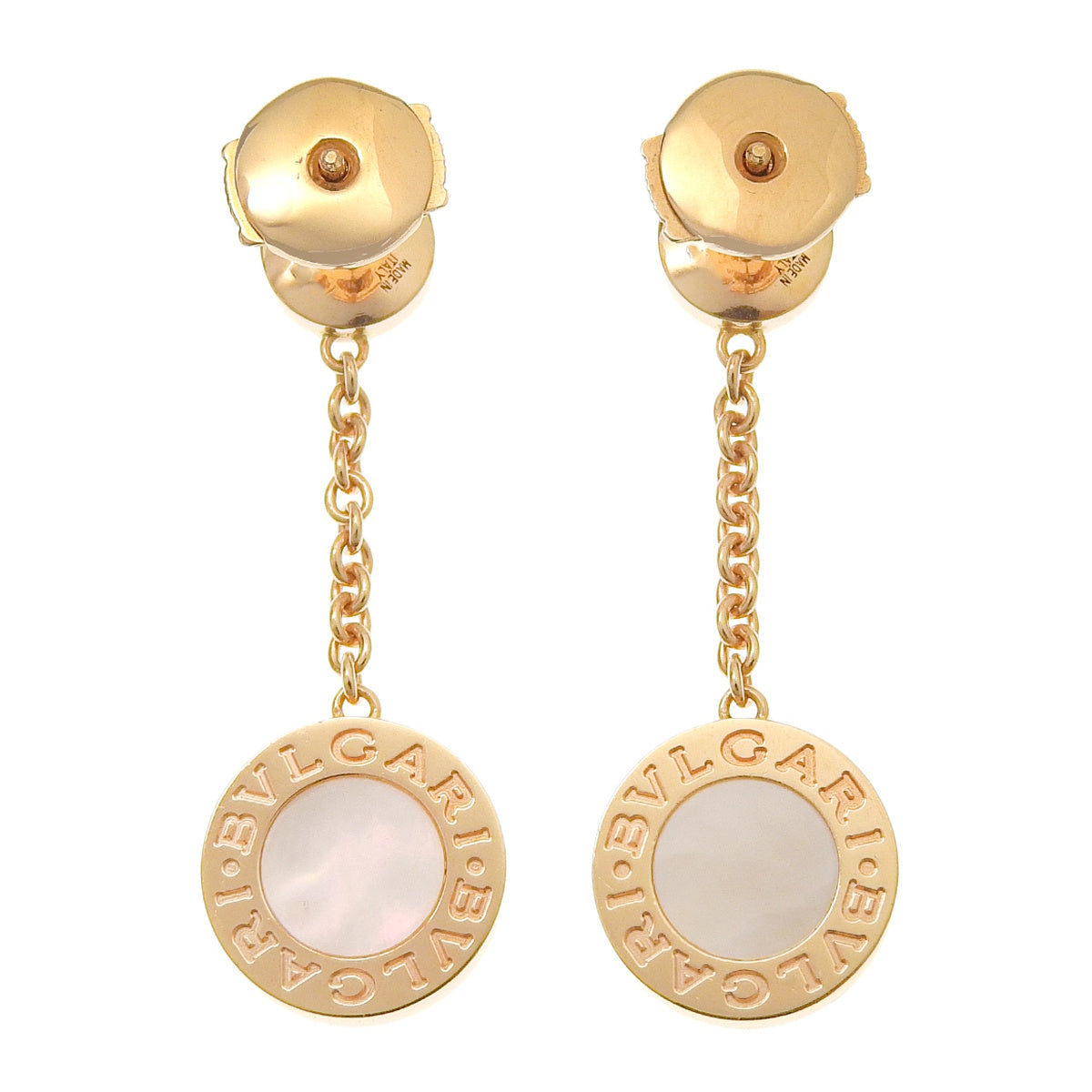 BVLGARI BVLGARI Earrings with Diamonds, Mother of Opal, Pink Gold, 18K White Shell