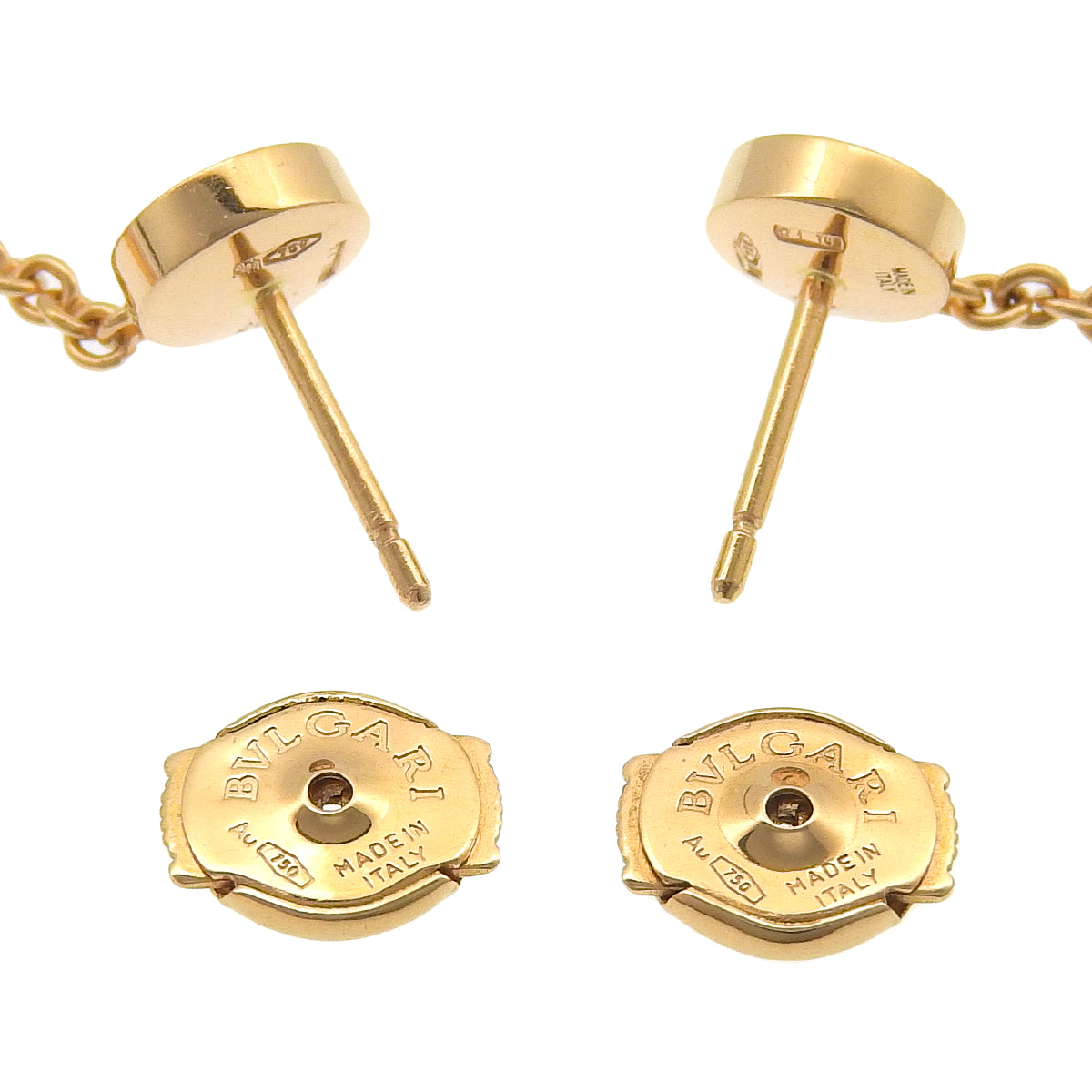 BVLGARI BVLGARI Earrings with Diamonds, Mother of Opal, Pink Gold, 18K White Shell