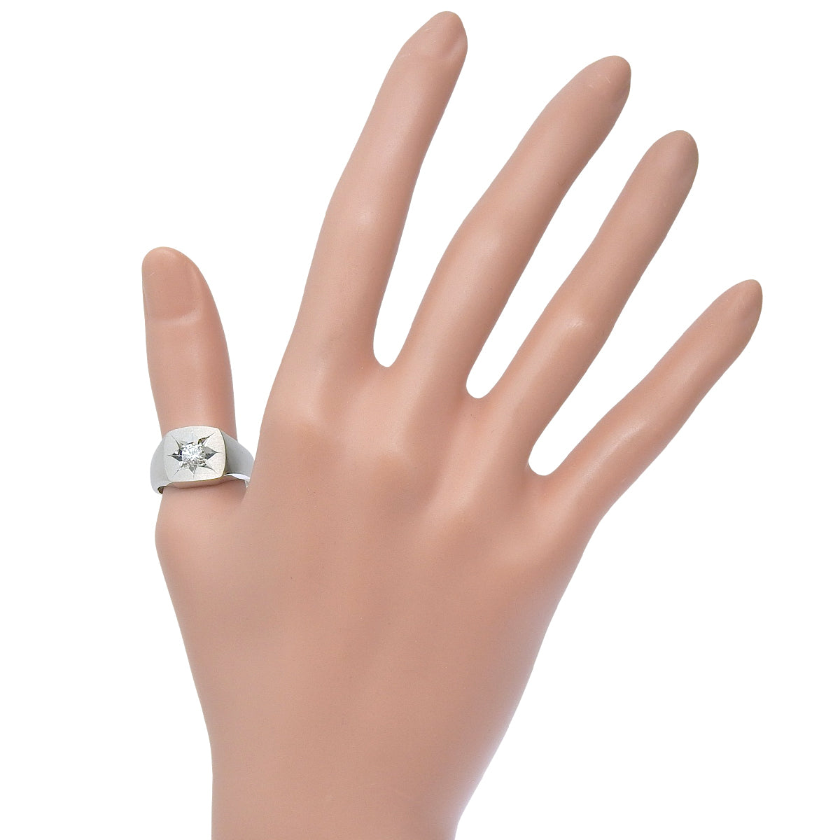 Signet Diamond Ring Platinum Pt900