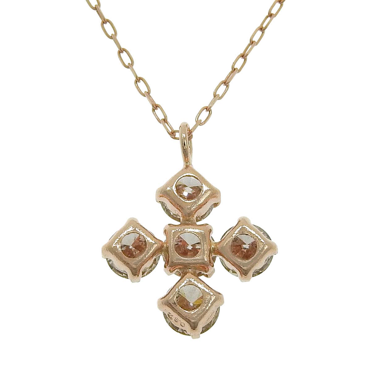 Diamond necklace D0.62 pink gold K18PG 1.2g
