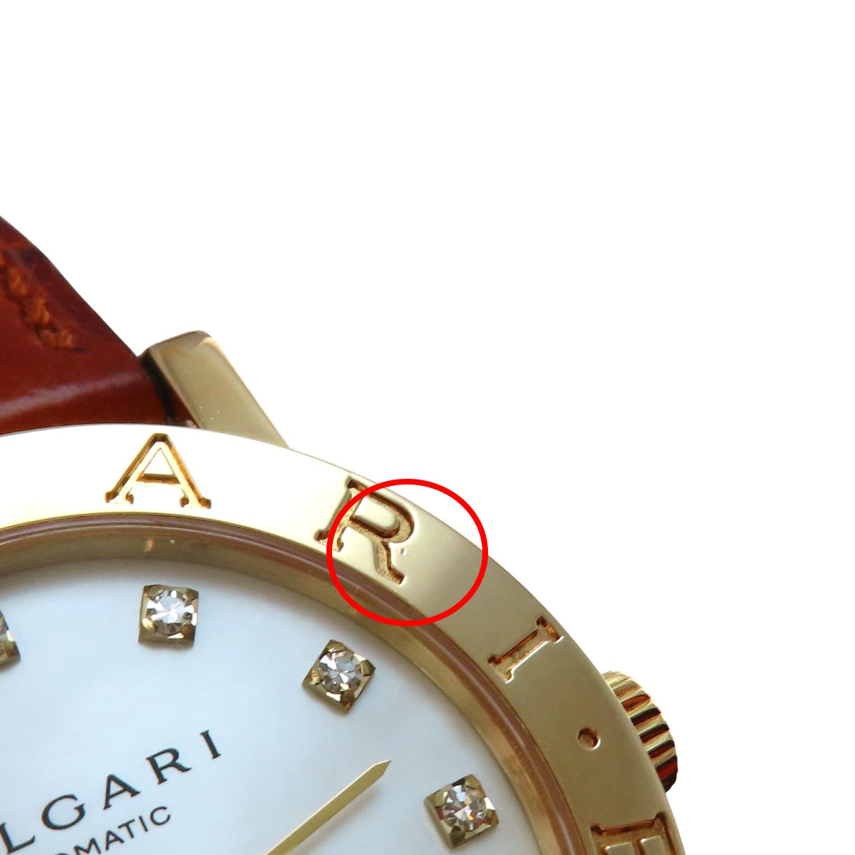 ブルガリ・ブルガリ BB33GL YG/革 シェル文字盤 ホワイトシェル12PD 自動巻き レディース