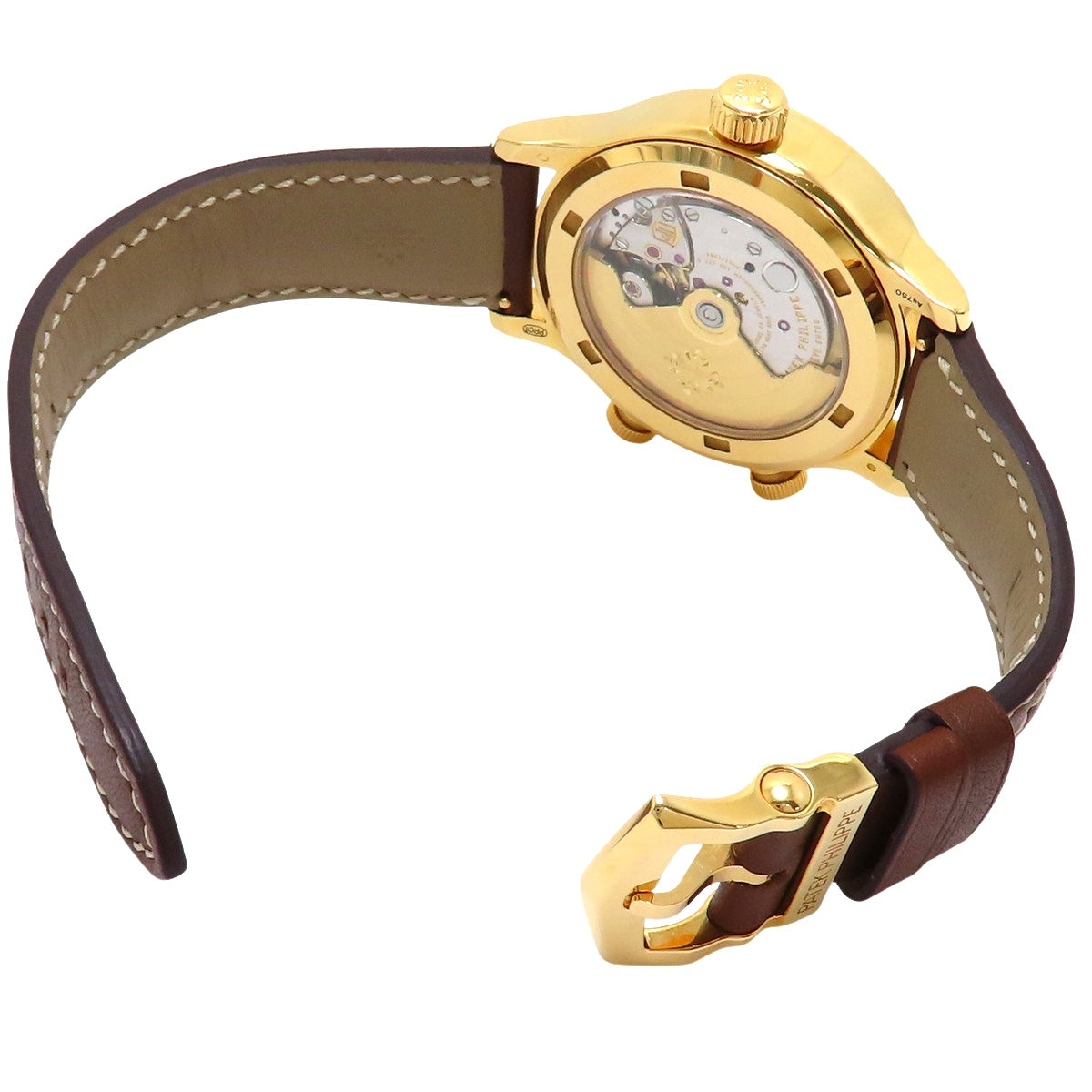 宝珀五十寻系列飞行员旅行时间腕表7234R-001,玫瑰金/皮革,深棕色,自动上链。