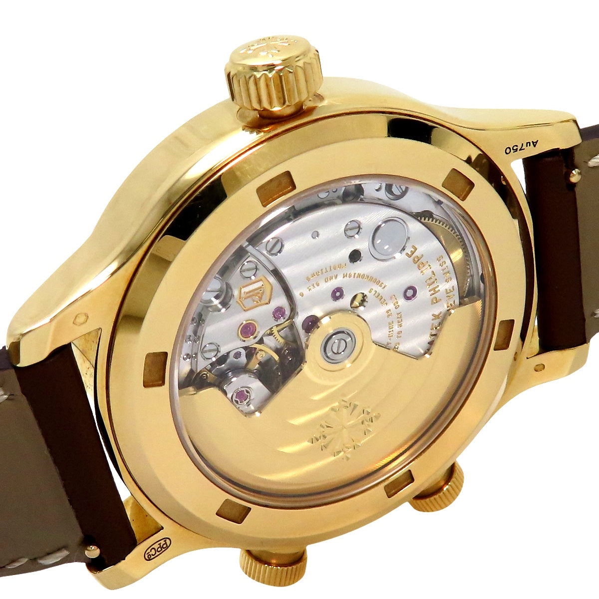 宝珀五十寻系列飞行员旅行时间腕表7234R-001,玫瑰金/皮革,深棕色,自动上链。