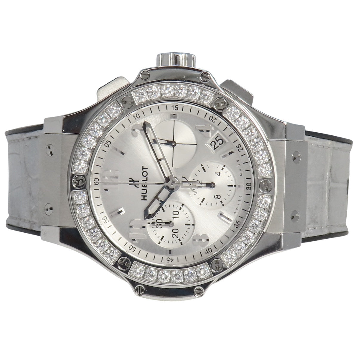 Big Bang Monochrome Steel Diamond 341.SX.4310.LR.1204 不锈钢/皮革银色钻石表圈自动腕表