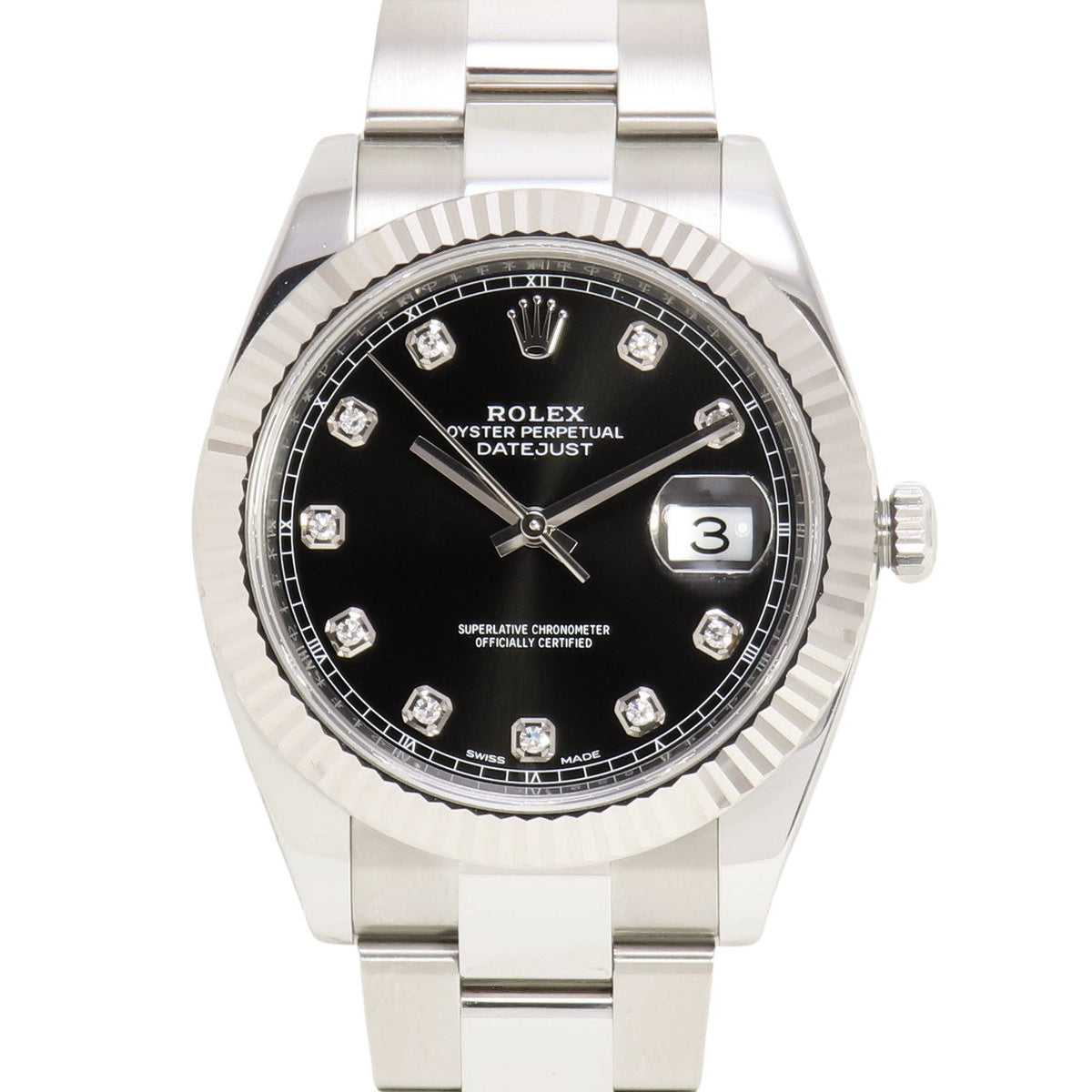 Datejust 41 126334G 白金/不锈钢,随机编号,镶嵌10颗钻石,自动上链,男士腕表