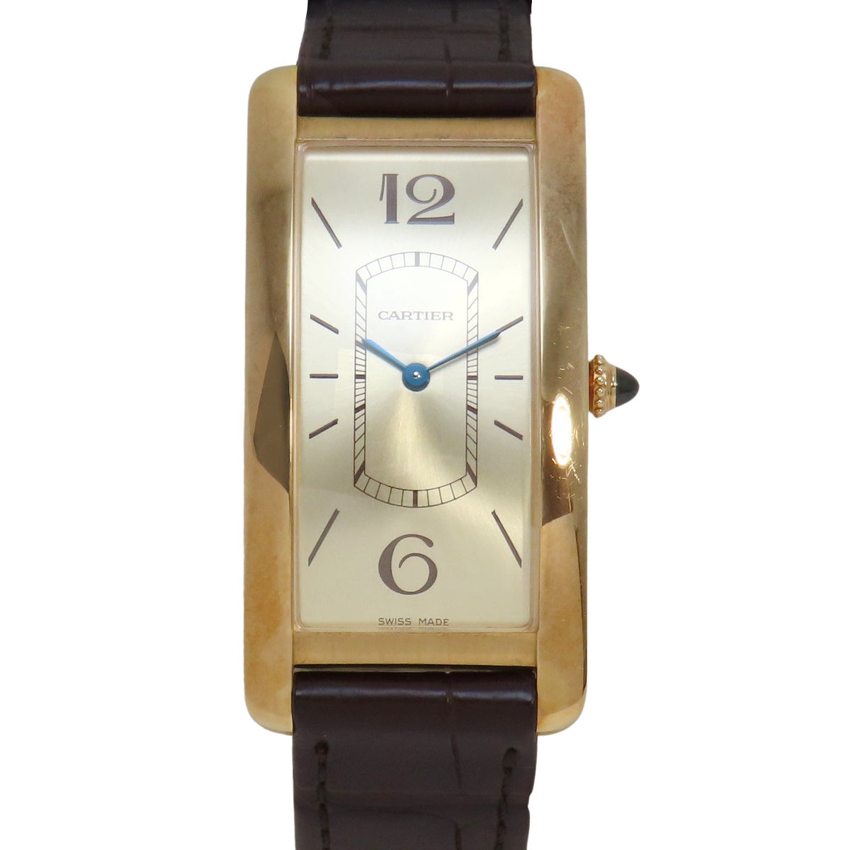 Tank Cintrée LM WQTA0026 YG/Leather Champagne Gold Manual Winding Men's