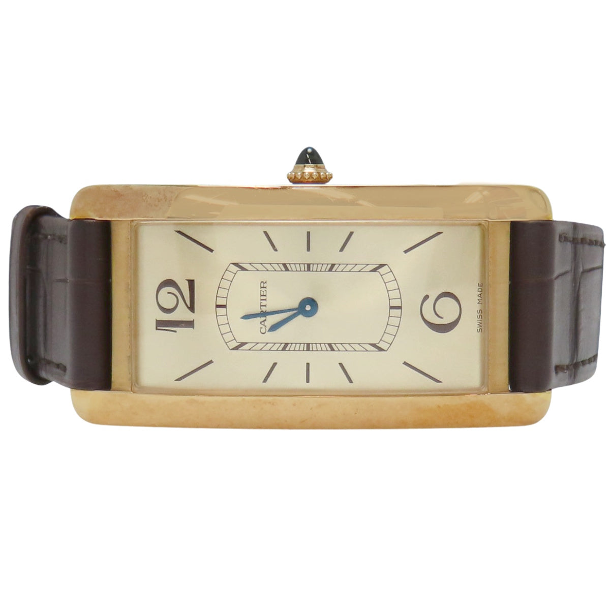 Tank Cintrée LM WQTA0026 YG/皮革香槟金手动上链男士腕表