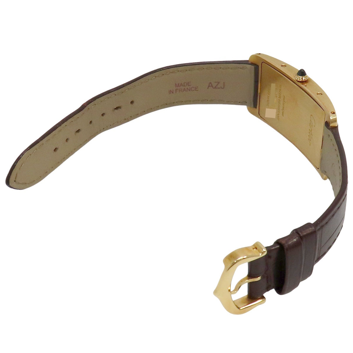 Tank Cintrée LM WQTA0026 YG/皮革香槟金手动上链男士腕表