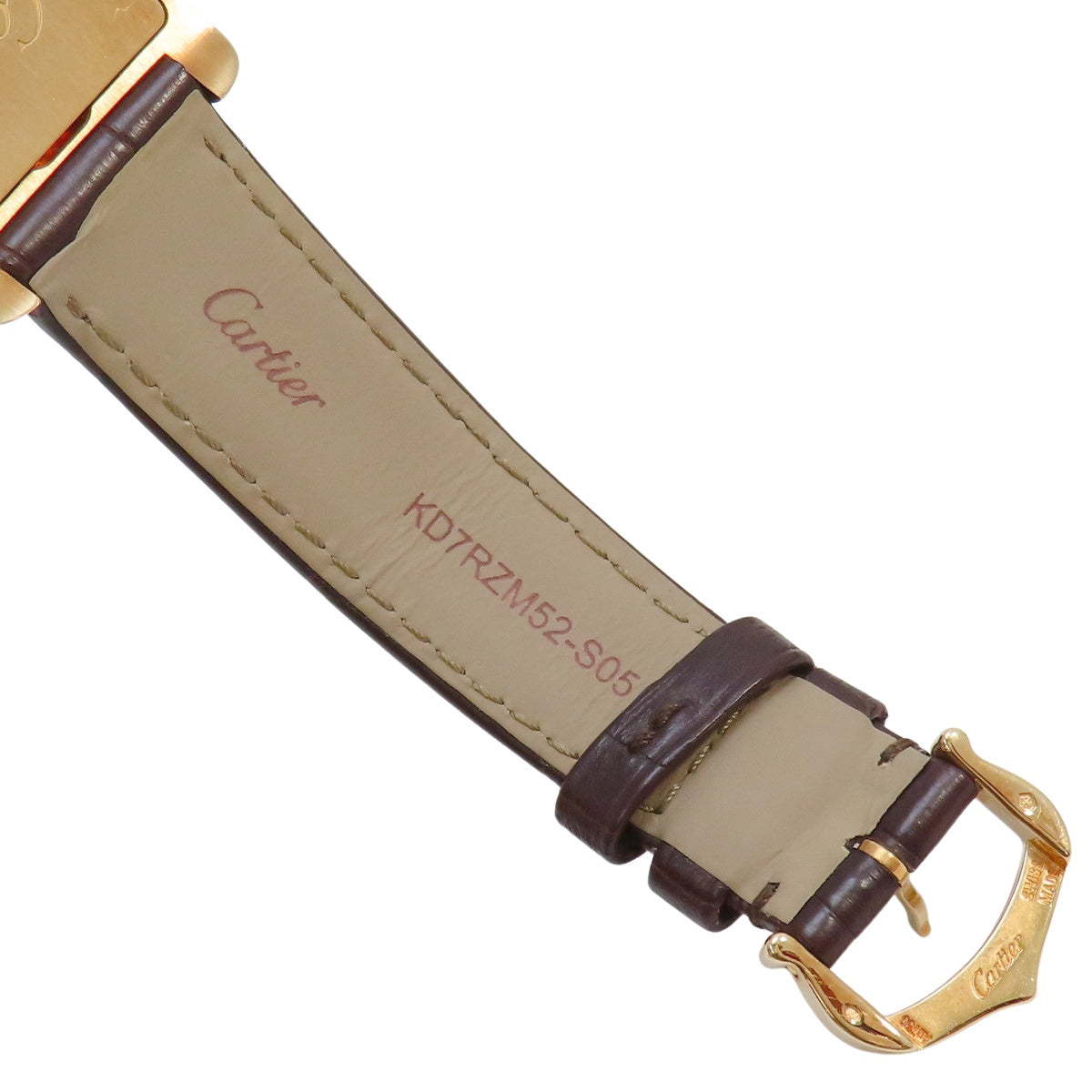 Tank Cintrée LM WQTA0026 YG/皮革香槟金手动上链男士腕表