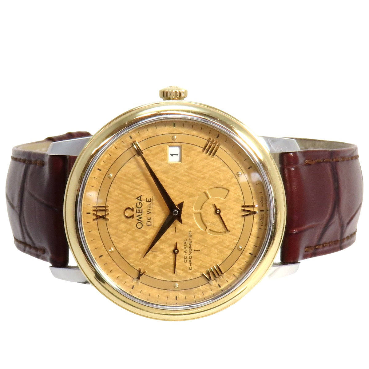 De Ville Prestige 39.5 424.23.40.21.08.001 YG/SS/Leather Gold Automatic Men's