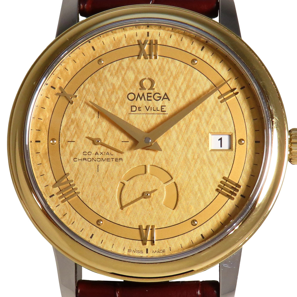 デヴィル プレステージ 39.5 424.23.40.21.08.001 YG/SS/革 ゴールド 自動巻き メンズ