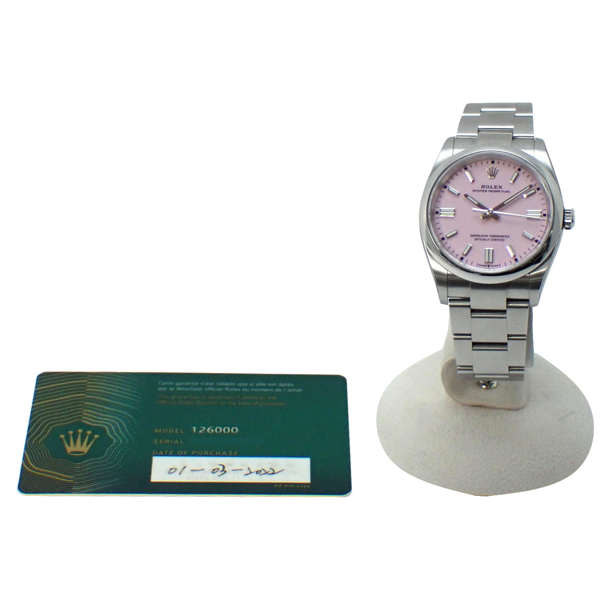 126000 蚝式恒动36型 不锈钢 随机编号 自动上链 粉色 糖果粉色