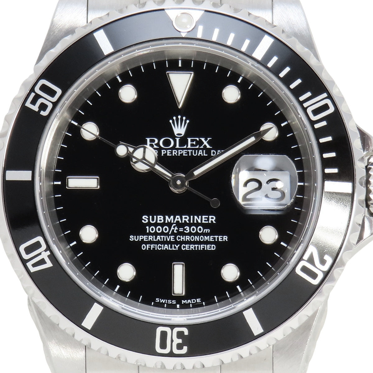 潜航者日历型 16610 SS K 编号黑色自动腕表