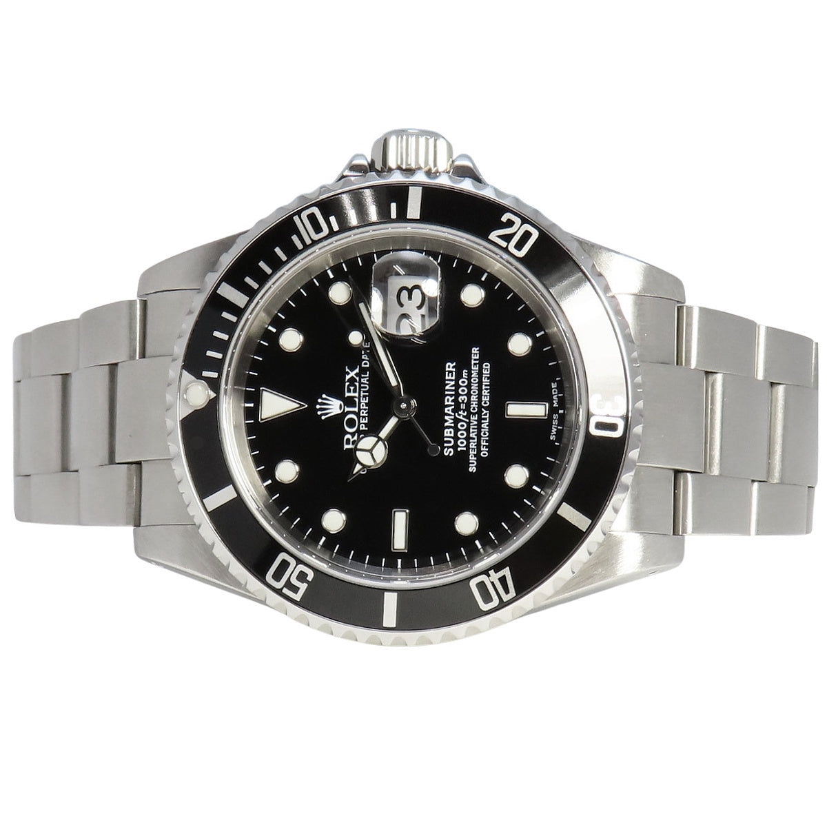 Submariner Date 16610 SS K series, black, automatic winding.