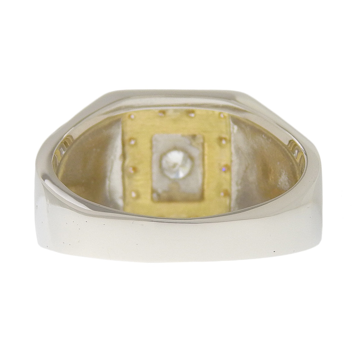 Signet Diamond Ring D0.25 Platinum Pt900 Yellow Gold K18YG